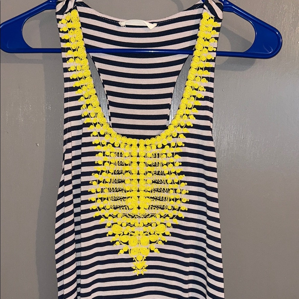 Striped Tank Top with Yellow Embroidery Small - Picture 3 of 8